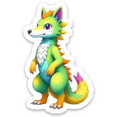  Colorful Kawaii Sergal FurSona Fakemon Full Body sticker