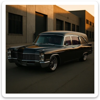 a cool hearse car, stylish and unique sticker