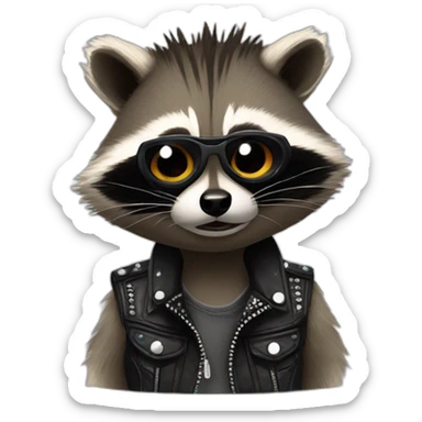 Punk rock style raccoon sticker
