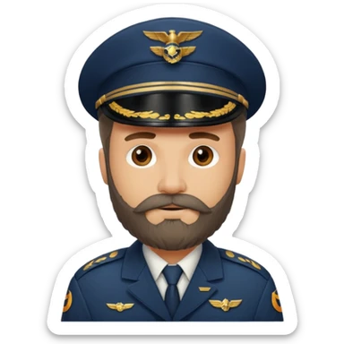 captain pilot bearded sticker