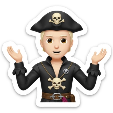 animated emoji for a player called prophet of doom I Dont Know shruging emote needs to be white male space pirate themed and dark aesthetic  sticker