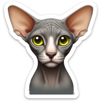 Sphynx full body dark-grey-brown-colour orange-snout light-green-eyes  sticker