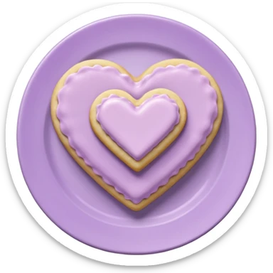 Realistic shortbread cookie in the shape of a heart with pale lilac sticker