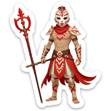 Hilichurl (from Genshin Impact) (full body) (with a white mask with red tribal markings on it)  sticker
