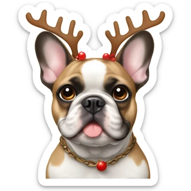 French bulldog with reindeer antlers sticker