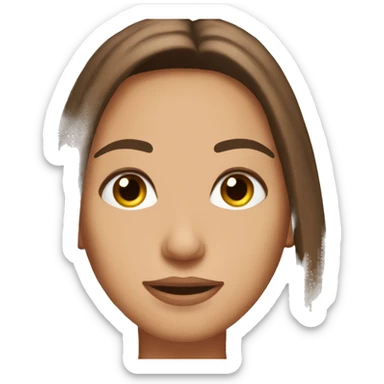 Brown long straight hair long eyelashes think eyebrows tan skin sticker