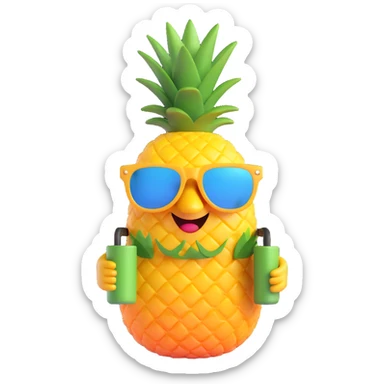 joyful pineapple wearing sunglasses sticker