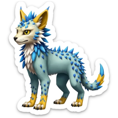 Colorful tropical edgy Lynx-Trico-Sergal-Wolf-Vernid-Fakémon-Pokémon-creature (full body) sticker