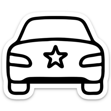 small gold star on the glossy black body of a premium car, clean lines, subtle reflections, modern and simple outlined icon sticker
