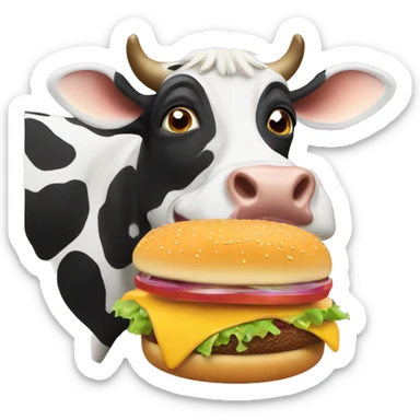 Cow eating a cheeseburger  sticker