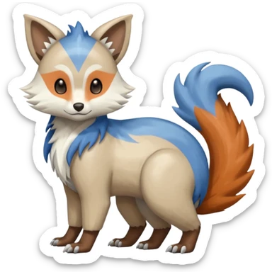 Shiny Brown Orange Blue White Beige Linoone-Absol-Trico-Furret-Hybrid (Full body) sticker