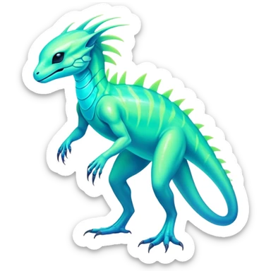 Tropical futuristic lush cool edgy neon Fionbri-Vernid-Elgyem-creature (full body) sticker