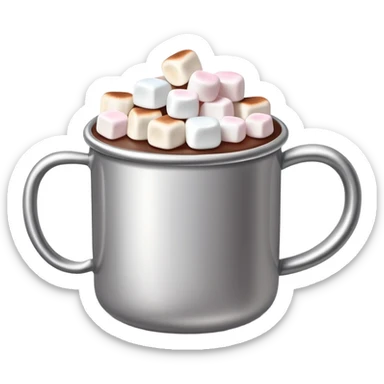 hot chocolate in a silver colored mug with marshmallows  sticker