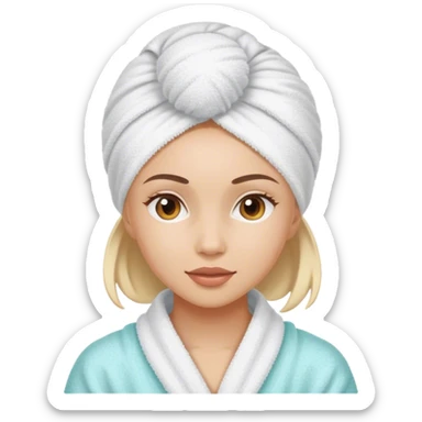 Girl with towel head and spa mask sticker