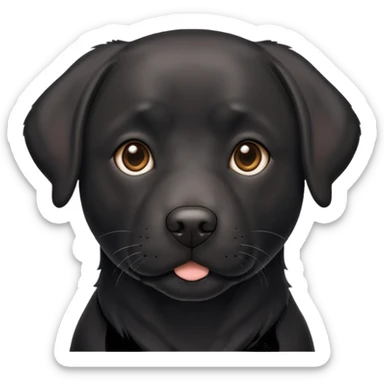 Black adult Labrador with grey on face sticker