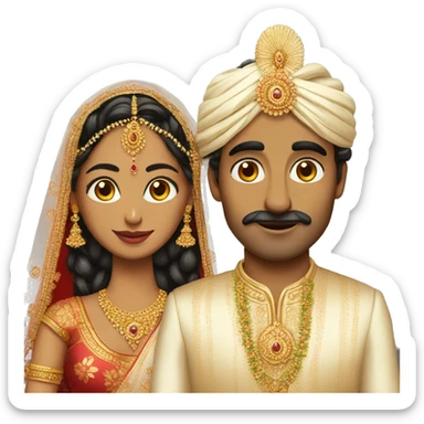 fair indian bride and tall groom small eyes sticker