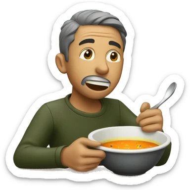 Man eating a bowl of soup passionately  sticker