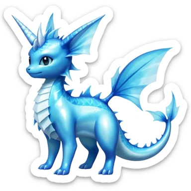 Lumineon-Vaporeon-Amaura-Dragonair-Fakémon-hybrid-creature (full body)  sticker
