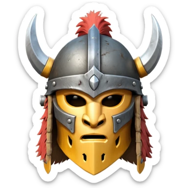 barbarian helmet object icon, rough metal helmet, fur details, leather straps, battle-worn scratches, fantasy style, 3D cartoon, mobile game icon style, centered, clean background, soft shadow, no text, no watermark

 sticker