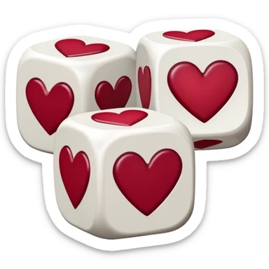 two dices in with burgundy red heart details sticker