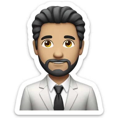 caucasian businessman black fluffy straight hair sticker