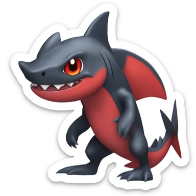 Cute cool black red nargacuga-shark animal hybrid Fakemon full body sticker