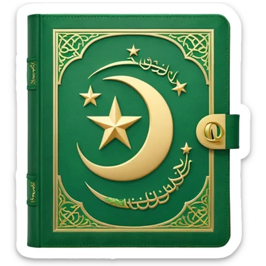 Closed Quran with the Islamic Symbol on it (moon and star) green sticker