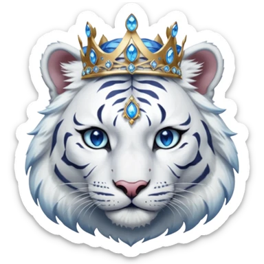 ESO Female white tiger khajiit leader of the umbral rose, blue eyes, blue 'third eye' gem, something symbolizing leadership ruling  sticker