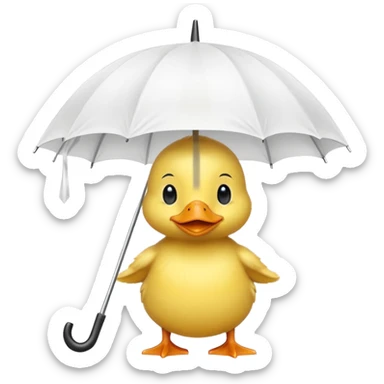 baby Duck holding white umbrella sticker