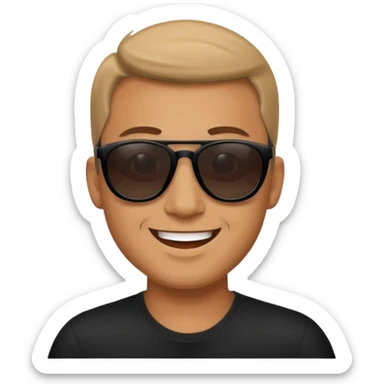 happy man with black sunglass sticker