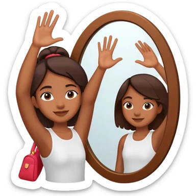 a person through a mirror. self-love high fiving sticker