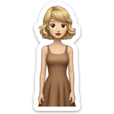 Taylor Swiftwith a brown dress and a look lost in the void sticker