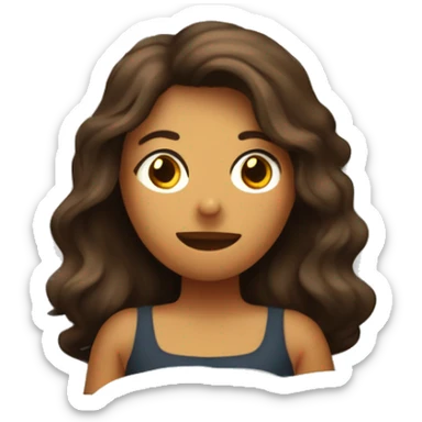 dormida en una cama, una mujer de tez trigueña con cabello liso castaño sticker