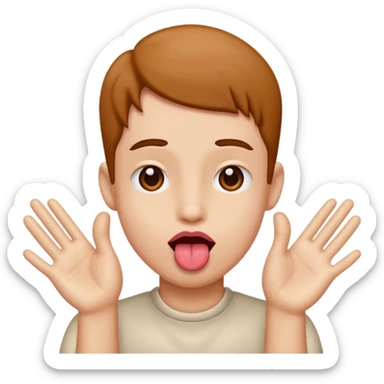 Tounge out with hands to the side  sticker