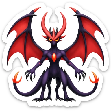 Evil Yveltal-Lunala-Fakémon-hybrid-creature (full body)  sticker