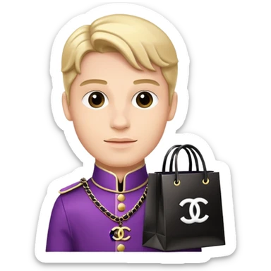 prince holding Chanel gift bags sticker