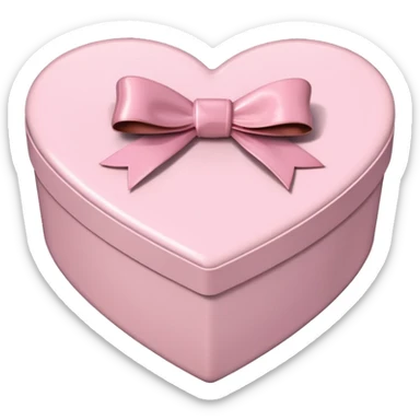 pale pink heart box, pale pink bow, filled with chocolates inside sticker