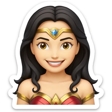 create a yellow emoji of wonder woman. syle android emoji sticker