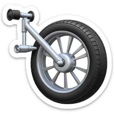 Emoji-style aircraft landing gear with a single wheel and strut, simplified design, clean lines, cartoon-like, isolated on white background, minimal shading sticker