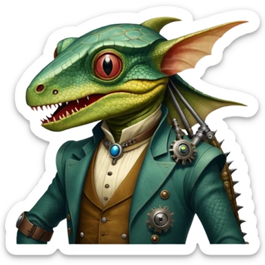 cinematic steam-punk -  hieronymus bosch phantasmagoric mutated creatures - hybrids of human and reptiles sticker