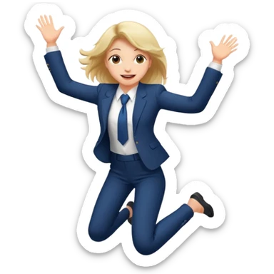 a girl in a formal suit jumps with joy sticker