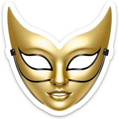 A sleek masquerade mask emoji made of polished silver chrome, smooth sensual curves, reflective metallic surface, mysterious sexy luxury vibe, minimal iOS emoji style, centered, clean white background sticker