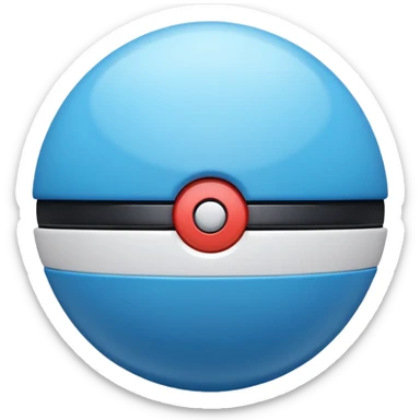 vibrant blue pokeball emoji with a black stripe and highlights, top half vibrant blue, bottom half white sticker