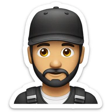 Hombre trigueño cuerpo completo fuerte de 30 años con barba y gorra ojos color negro  sticker