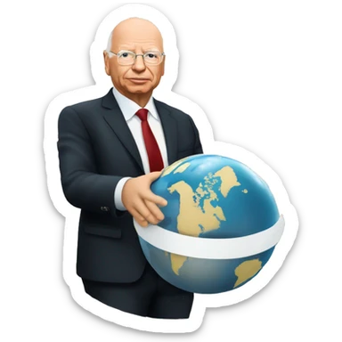 klaus schwab with the globe in his hand and "WEF" written behind him sticker