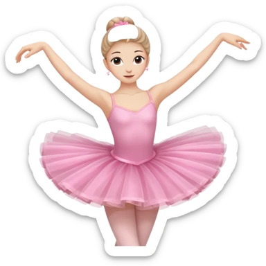 A graceful ballerina in a pink tutu, spinning lightly with arms curved elegantly.
 sticker
