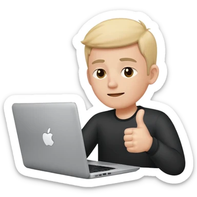 Create a 5 Emojis of my day and write a sentence about it... I am A Man...and i am techie and being tired and sleepy with a Laptop in front... sticker