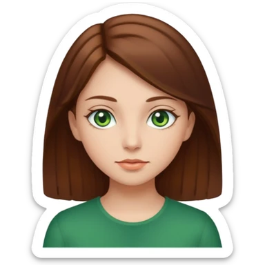 Green eyes 3a-3b brown hair girl sticker