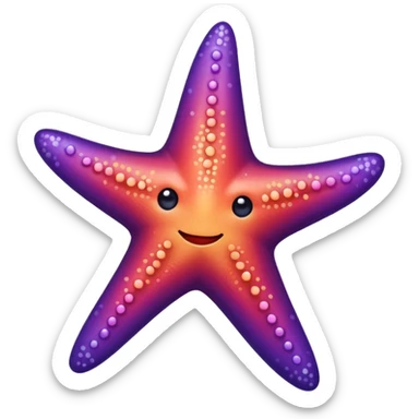 color gradient between red and purple glitter cute starfish sticker