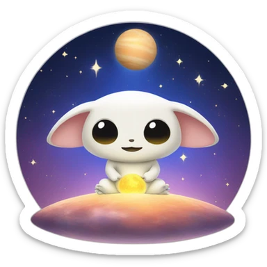 Grogu Cosmic méditation with planet sticker